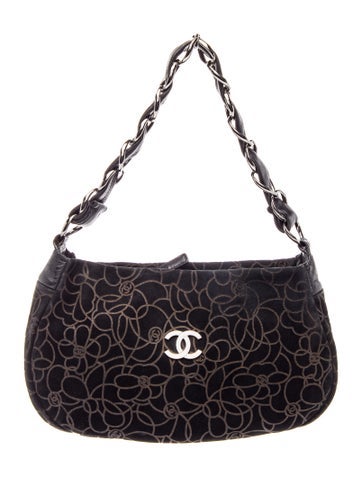 Suede Camellia Shoulder Bag