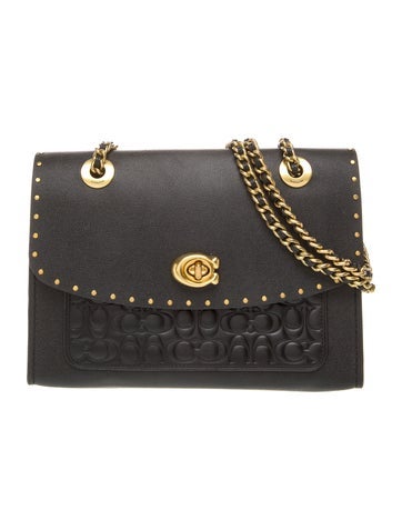 Leather Black Leather Studded Parker Flap Small