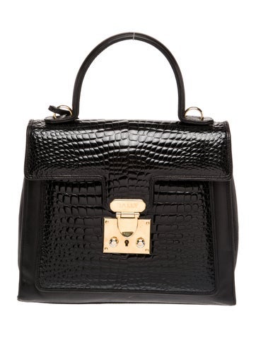 Embossed Leather Top Handle Bag