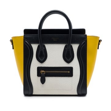 Nano Tricolor Nubuck and Drummed Calfskin Luggage Tote