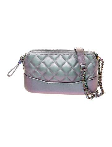 Iridescent Gabrielle Double Zip Clutch w/ Chain
