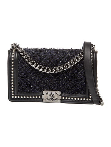 Medium Tweed Pearl Boy Bag