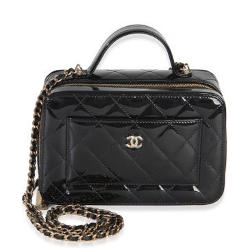 Patent Leather Top Handle Vanity With Chain Small