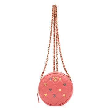 Leather Lucky Charms Round Chain Clutch