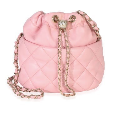 Leather Pearl Drawstring Bucket Bag