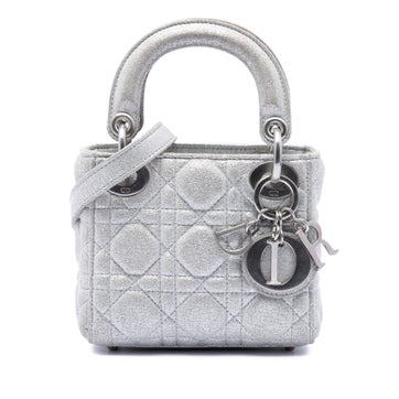 Micro Metallic Calfskin Cannage Lady Dior