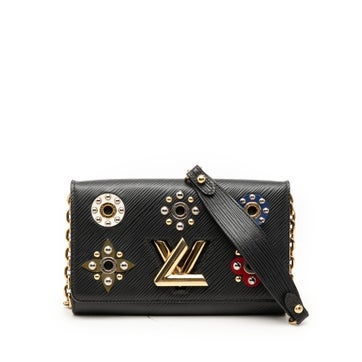 Leather Epi Mechanical Flowers Twist Chain Wallet