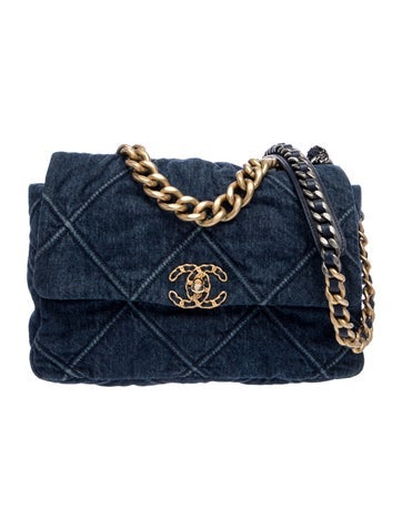 Large Denim 19 Flap Bag