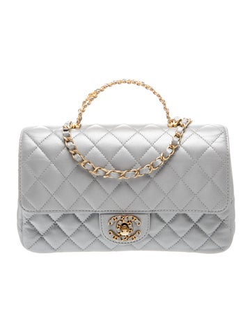 Small Strass On Top Handle Flap Bag