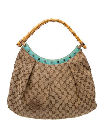 GG Canvas Bamboo Studded Hobo Bag