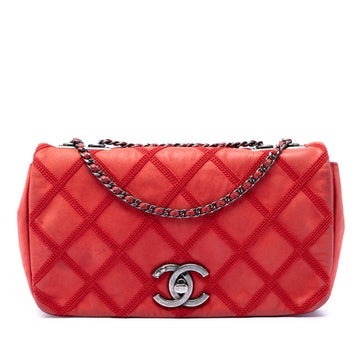 Small Nubuck Diamond Stitch Chain Flap