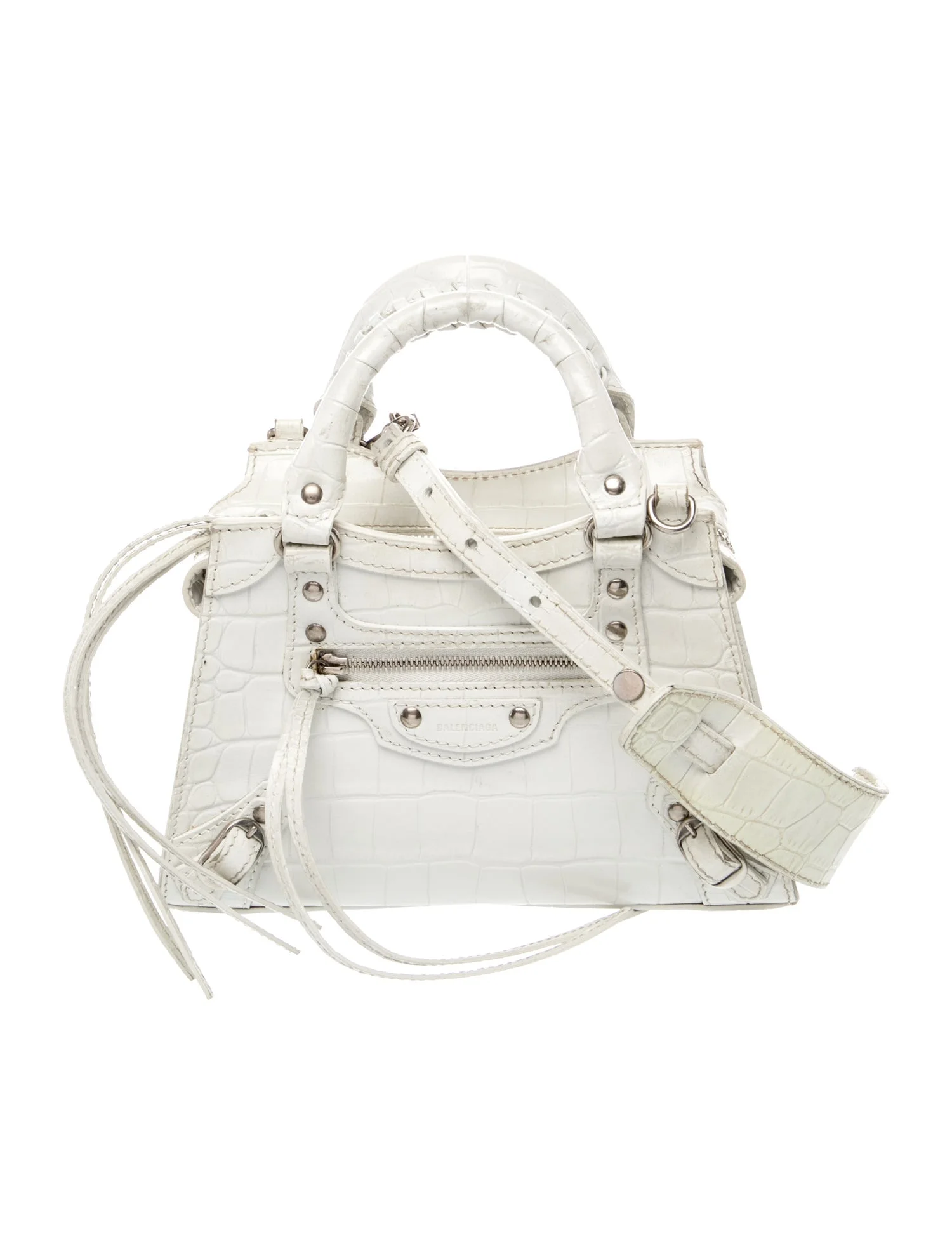 Leather Semi-Shiny Calfskin Crocodile Embossed Neo Classic Mini City BAG