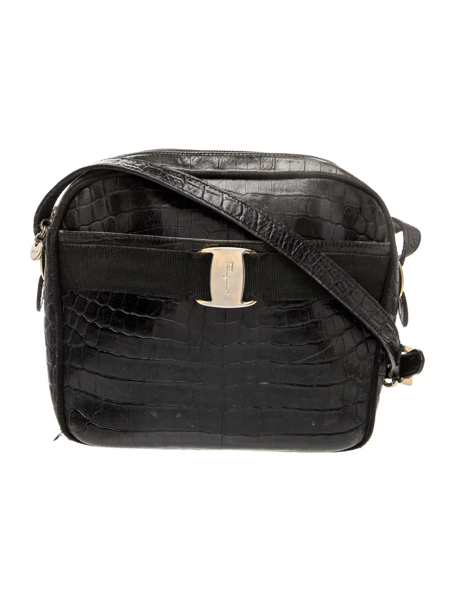 Ferragamo Embossed Leather Shoulder Bag