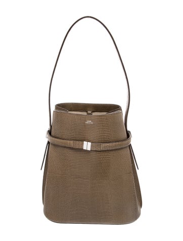 Embossed Leather Toteme Belted Lizard-Embossed Leather Bucket Bag