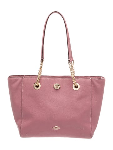 Leather Turnlock Leather Chain Tote Bag Medium