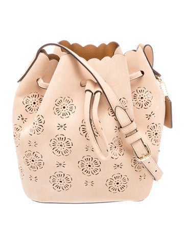 Suede Bucket Bag 18 with Cut Out Tea Rose