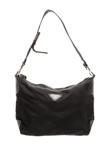 Tessuto Nylon Enameled Metal Triangle Shoulder Bag