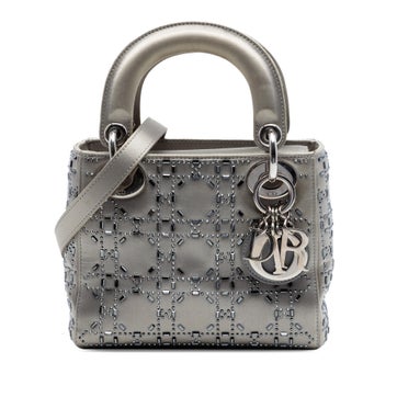 Mini Satin Cannage Crystal Embellished Lady Dior