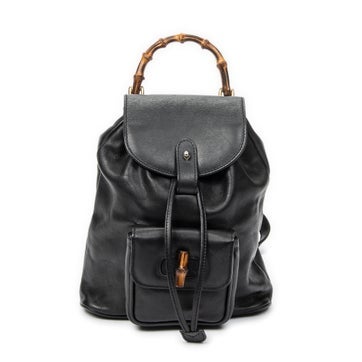 Leather Mini Bamboo Backpack