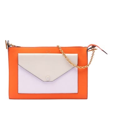 Calf Leather Tricolor Leather Pocket Envelope Zip Crossbody