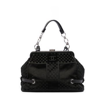 CC Check Embossed Velvet Belted Side Frame Bag
