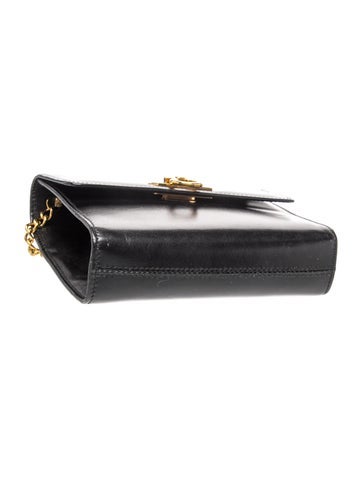 Ferragamo Leather Chain Flap Clutch Small