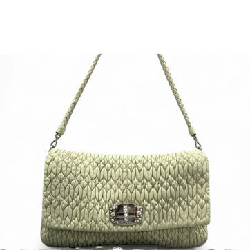 Leather Crystal Flap Clutch