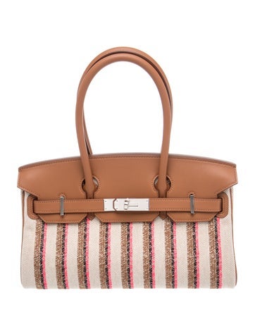 Hermes 2025 Toile "Couverture Lignes" Shoulder Birkin Light 29 w/ Tags