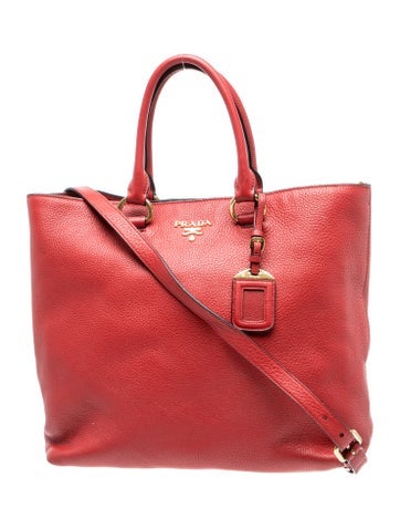 Vitello Daino Leather Red Vitello Phenix Tote Bag