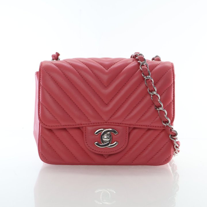 Chanel Mini Lambskin Chevron Square Classic Flap Bag