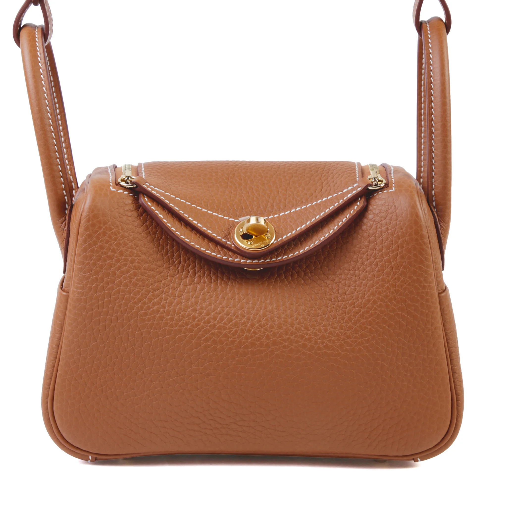 Brand New ( Rank N ) HERMÈS Mini Lindy II Gold (37) Clemence Gold hardware K (2025)