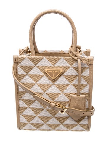 Saffiano Leather Triangolo Jacquard Mini Tote Mini