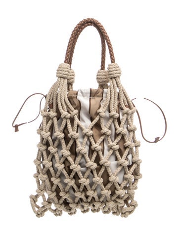 Tessuto Nylon Nylon Noue Cotton Macrame Handle Bag