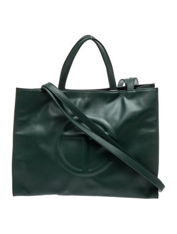 Vegan Leather Medium Dark Olive Shopping Bag