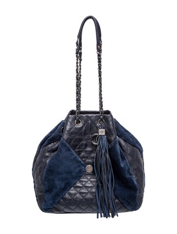 Paris-Seoul Patchwork Drawstring Bucket Bag