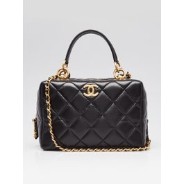 Chanel Black Quilted Lambskin Leather Mini Bowling Bag