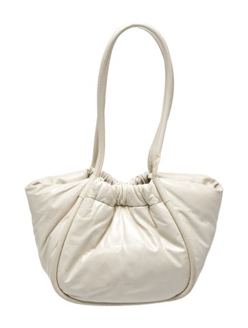 Leather Ruched Tote Large
