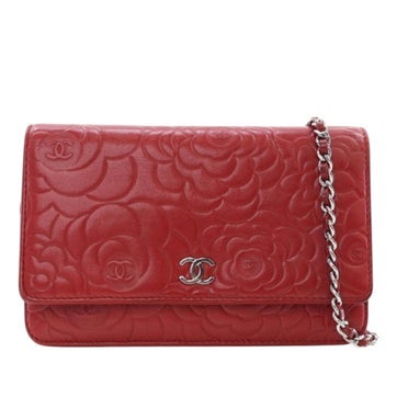 Lambskin Camellia Wallet On Chain