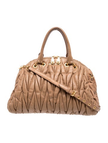 Leather Matelasse Leather Handle Bag