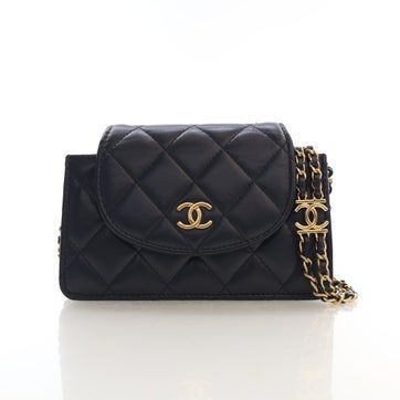 Lambskin Accordion Clutch With Chain Small