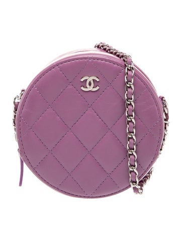 Quilted Lambskin Round Clutch w/ Chain