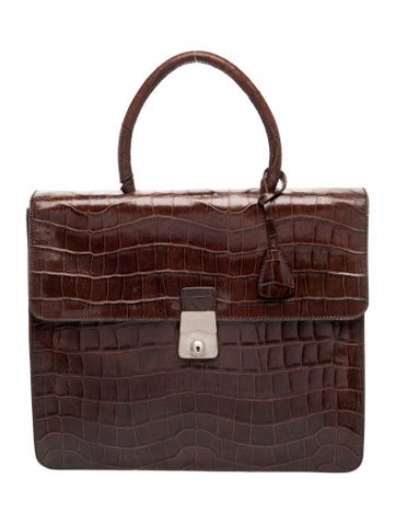 Embossed Leather Top Handle Bag Vintage