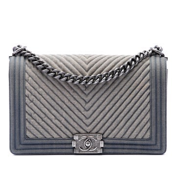 Old Medium Chevron Denim Boy Flap