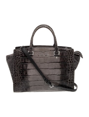 Embossed Leather Top Handle Bag