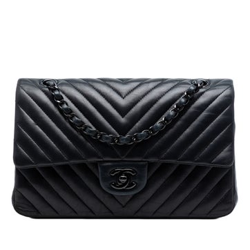 Lambskin Medium Classic Chevron Lambskin So Black Double Flap