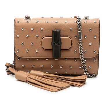 Small Calfskin Studded Miss Bamboo Crossbody