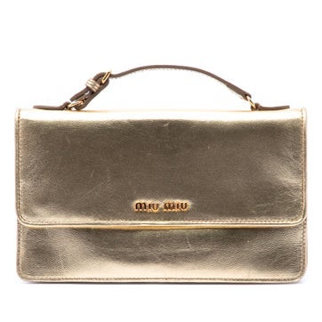 Metallic Calfskin Leather Top Handle Wallet Bag