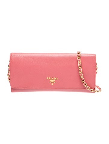 Saffiano Lux Leather Wallet on Chain