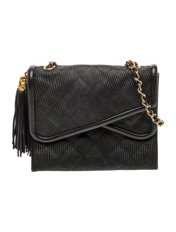 Raffia Quilted Tassel Flap Bag