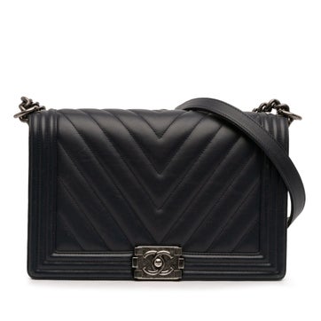 Lambskin Medium Chevron Lambskin Boy Flap
